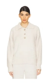 Barefoot Dreams Cozychic Button Pullover In Heathered Stone & Cream