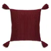Barefoot Dreams Cozychic Cable Pillow With Tassels, 20 In Red