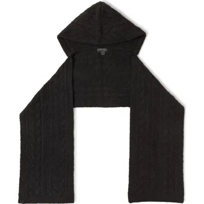 Barefoot Dreams ® Cozychic® Cable Stitch Hooded Scarf In Black