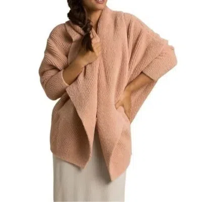 Barefoot Dreams Cozychic Cardigan Women's Rose Chevron Ribbed Sweater Red689 In Neutral