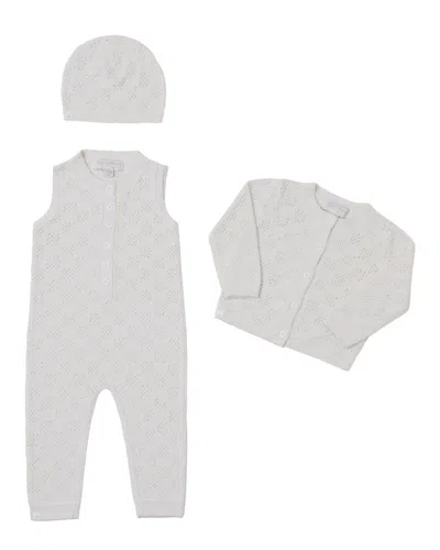 Barefoot Dreams Cozychic Checkered Pointelle Baby Set In Gray