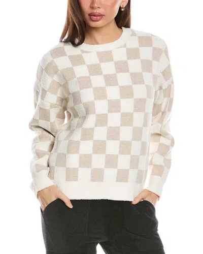 Barefoot Dreams Cozy Cotton Checkered Pullover Oatmeal/cream In Brown