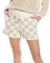 Barefoot Dreams Cozy Cotton Checkered Shorts Oatmeal/cream In Brown