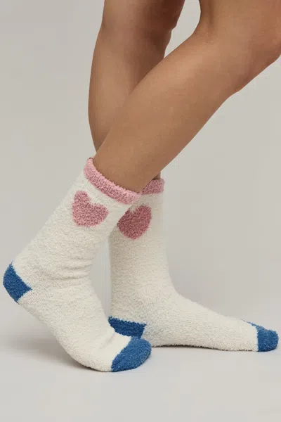 Barefoot Dreams Cozychic® Color Block Heart Socks In Cream Multi