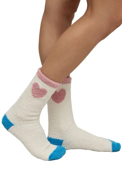 Barefoot Dreams Cozychic® Colorblock Heart Crew Socks In White