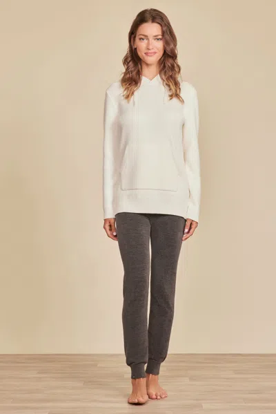 Barefoot Dreams Cozychic® Cotton Apres Surf Hoodie In Pearl / Pewter