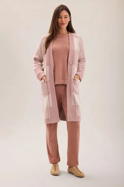 Barefoot Dreams Cozychic® Cotton Buffalo Plaid Long Cardigan In Animal Print