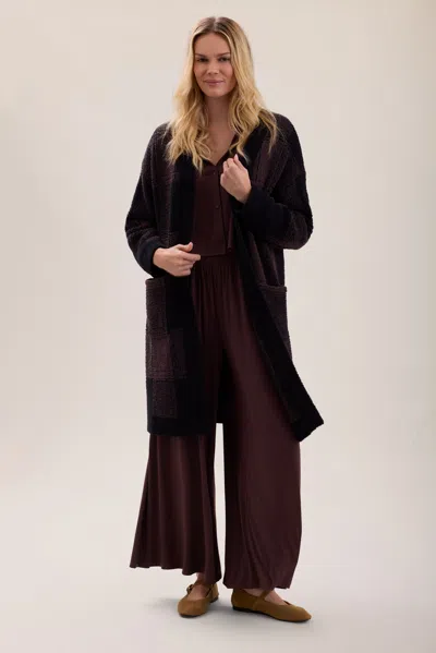 Barefoot Dreams Cozychic® Cotton Buffalo Plaid Long Cardigan In Animal Print