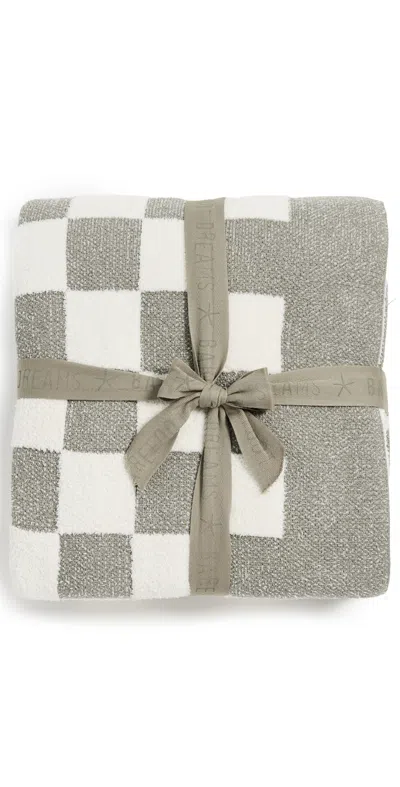 Barefoot Dreams Cozychic Cotton Checkered Throw Eucalyptus/cream In Green