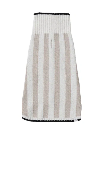 Barefoot Dreams Cozychic Cotton Classic Stripe Pet Sweater In Oatmeal & Cream