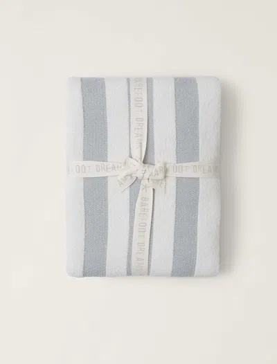 Barefoot Dreams Cozychic® Cotton Classic Stripe Throw In Moonwater / Cream
