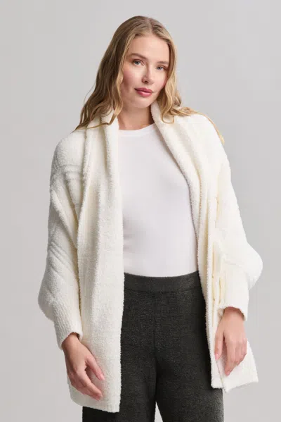 Barefoot Dreams Cozychic® Cotton Tonal Plaid Blanket Wrap In Pearl