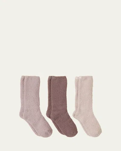 Barefoot Dreams Cozychic Crew Socks 3-pack In Agate Multi