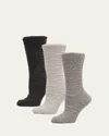 Barefoot Dreams Cozychic Crew Socks 3-pack In Espresso Multi