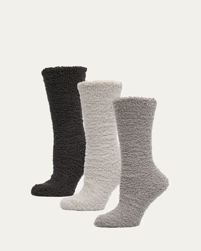 Barefoot Dreams Cozychic Crew Socks 3-pack In Espresso Multi