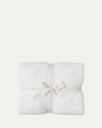 Barefoot Dreams Cozychic Diamond Weave Blanket In Cream