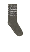 Barefoot Dreams Cozychic Fair Isle Sock In Grey