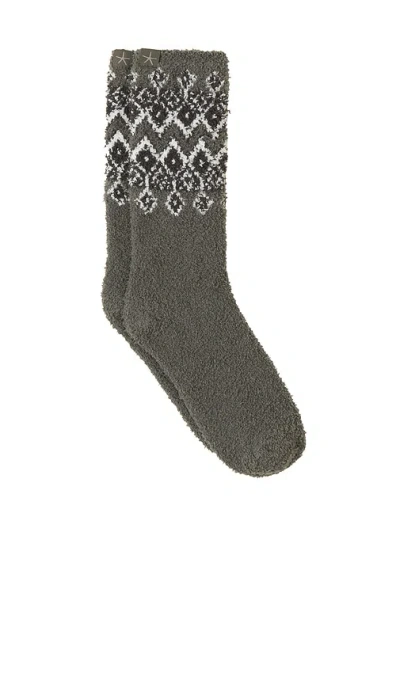 Barefoot Dreams Cozychic Fair Isle Sock In Grey