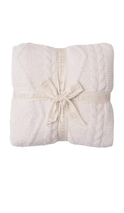 Barefoot Dreams Cozychic Fisherman Cable Throw In White