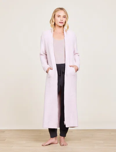 Barefoot Dreams Cozychic® Full Zip V-neck Lounger In Heathered Dusty Rose / White