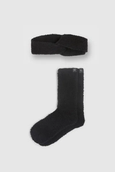 Barefoot Dreams Cozychic® Headband And Sock Set In Black