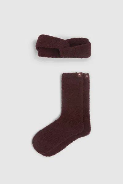 Barefoot Dreams Cozychic® Headband And Sock Set In Brown