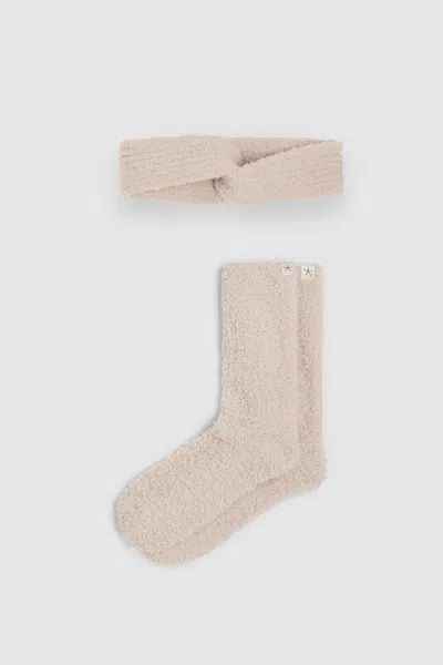 Barefoot Dreams Cozychic® Headband And Sock Set In Nude