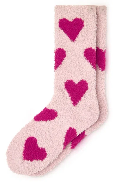 Barefoot Dreams Cozychic® Heart Crew Socks In Pink