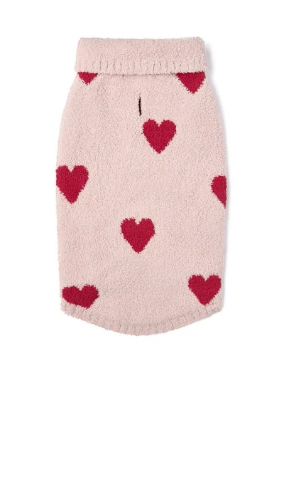 Barefoot Dreams Cozychic Heart Print Pet Sweater In Pink
