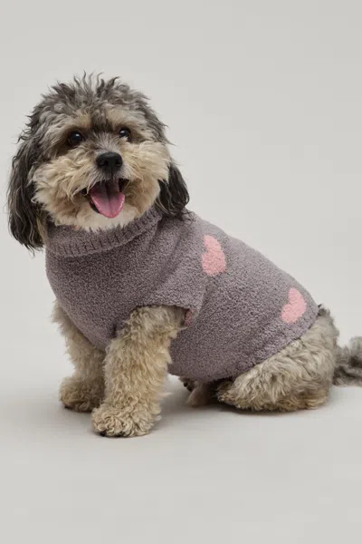 Barefoot Dreams Cozychic® Heart Print Pet Sweater In Beach Rock / Bloom