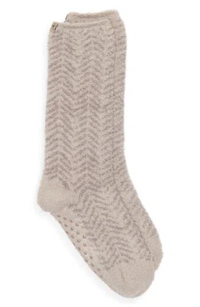 Barefoot Dreams ® Cozychic™ Herringbone Gripper Crew Socks In Brown