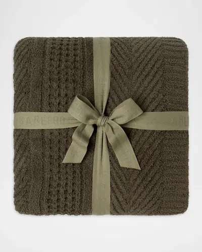 Barefoot Dreams Cozychic Holiday Waffle Cable Knit Throw, 54" X 72" In Green
