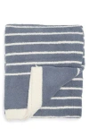 Barefoot Dreams ® Cozychic® Horizontal Stripe Throw Blanket In Shadow Blue-cream