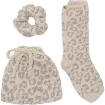 Barefoot Dreams ® Cozychic® Leopard Print Scrunchie & Socks Gift Set In Neutral
