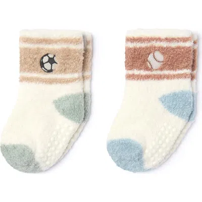 Barefoot Dreams Kids'  Cozychic® Lite 2-pack Stripe Baby Socks In Neutral