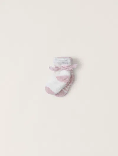 Barefoot Dreams Cozychic Lite® Baby Heart Sock Set In Pink Peonie / Pearl