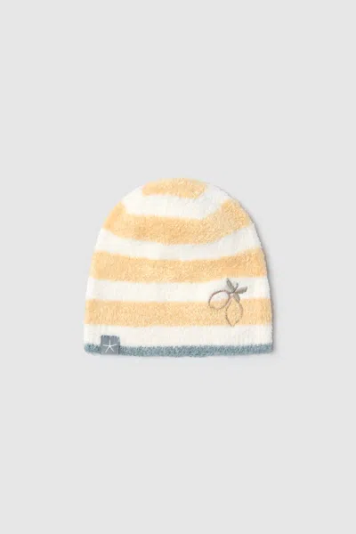 Barefoot Dreams Cozychic Lite® Baby Lemon Stripe Beanie In Canary Multi