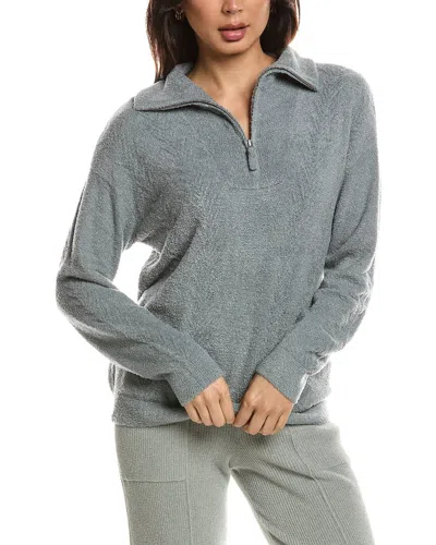 Barefoot Dreams Cozychic Lite Cable 1/2-zip Pullover In Blue