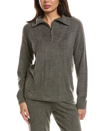 Barefoot Dreams Cozychic Lite Cable 1/2-zip Pullover In Green