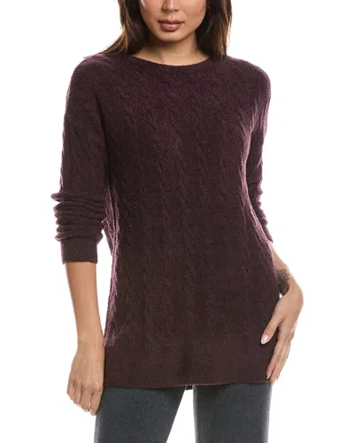 Barefoot Dreams Cozychic Lite Cable Slit Pullover In Purple