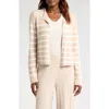 Barefoot Dreams Cozy Chic Lite Striped Cardigan With Button Stone/pearl