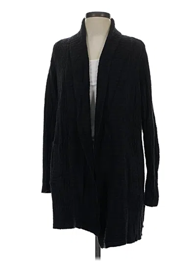 Pre-owned Barefoot Dreams Cozychic Lite Cardigan Sweater In Black