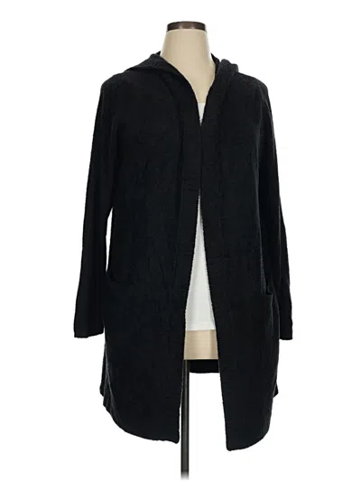 Pre-owned Barefoot Dreams Cozychic Lite Cardigan Sweater In Black