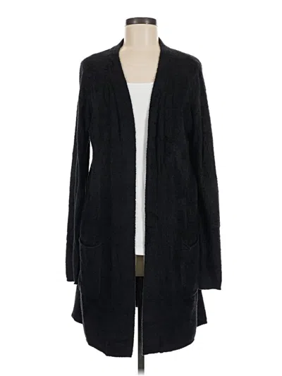 Pre-owned Barefoot Dreams Cozychic Lite Cardigan Sweater In Black