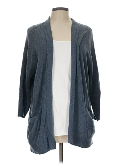 Pre-owned Barefoot Dreams Cozychic Lite Cardigan Sweater In Blue