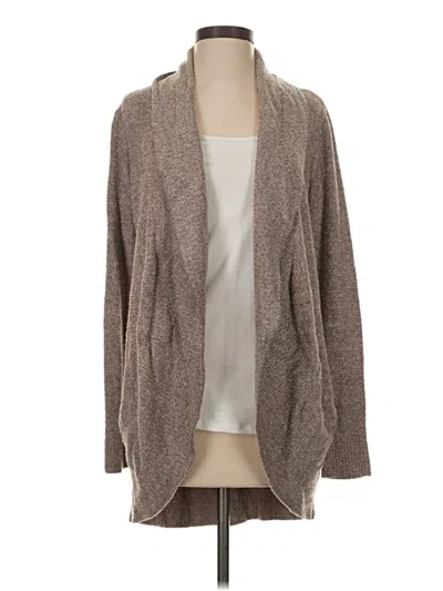 Pre-owned Barefoot Dreams Cozychic Lite Cardigan Sweater In Brown