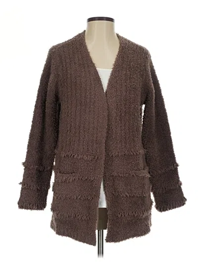Pre-owned Barefoot Dreams Cozychic Lite Cardigan Sweater In Brown