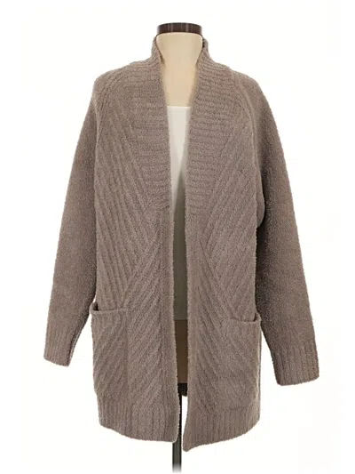 Pre-owned Barefoot Dreams Cozychic Lite Cardigan Sweater In Brown