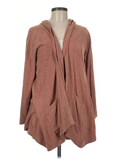 Pre-owned Barefoot Dreams Cozychic Lite Cardigan Sweater In Brown