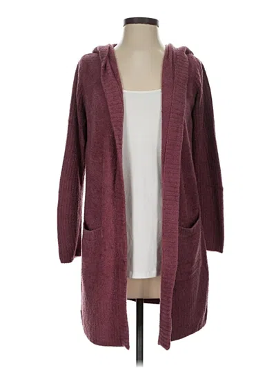 Pre-owned Barefoot Dreams Cozychic Lite Cardigan Sweater In Burgundy